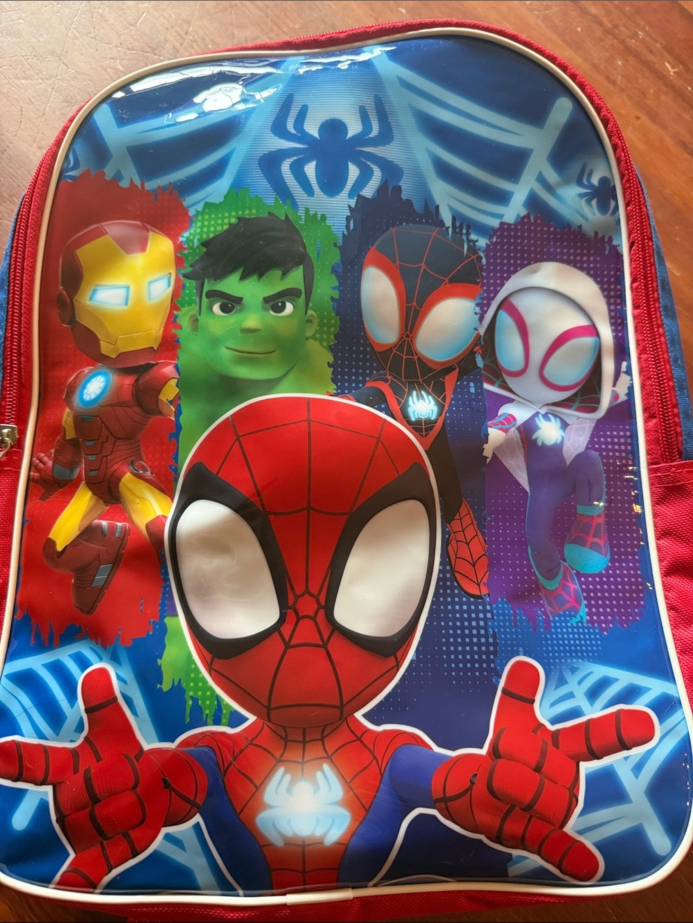 Marvel Kids Backpack with Red, Blue, Green, Purple & White Spider Heroes